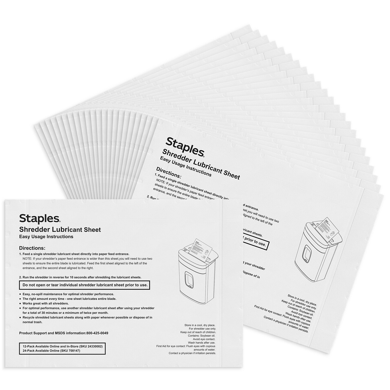 Staples Shredder Lubricant Sheets, 8.5 x 6, 24/Pack (36395)