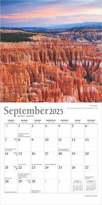 2025 Plato National Parks 7" x 14" Monthly Mini Wall Calendar, (9781975478728)