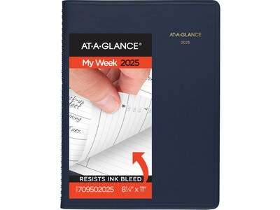 2025 AT-A-GLANCE 8.25 x 11 Weekly Appointment Book Planner, Faux Leather Cover, Navy (70-950-20-25