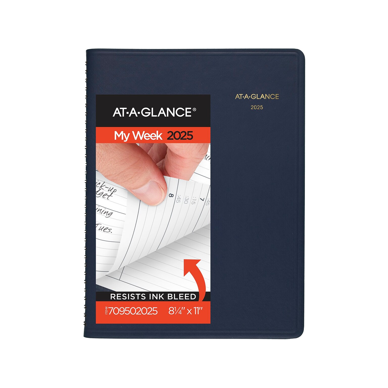 2025 AT-A-GLANCE 8.25 x 11 Weekly Appointment Book Planner, Faux Leather Cover, Navy (70-950-20-25)