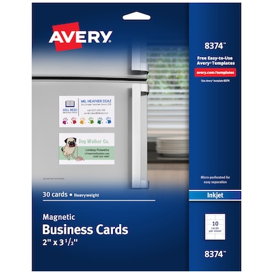 Avery Magnetic Business Cards, 3.5 x 2, Matte White, 30/Pack (8374)
