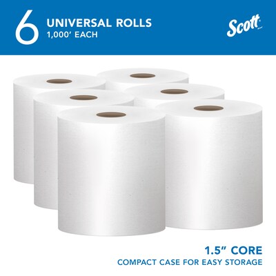 Scott Essential Recycled Hardwound Paper Towels, 1-ply, 1000 ft./Roll, 6 Rolls/Carton (01005)