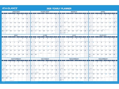 2025 AT-A-GLANCE 36 x 24 Yearly Wet-Erase Wall Calendar, Reversible, White/Blue (PM200-28-25)