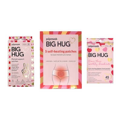 Popmask London Big Hug PMS Releif Self Heating Patches, Vitamin Support Patch, & Spot Treatment (HUG