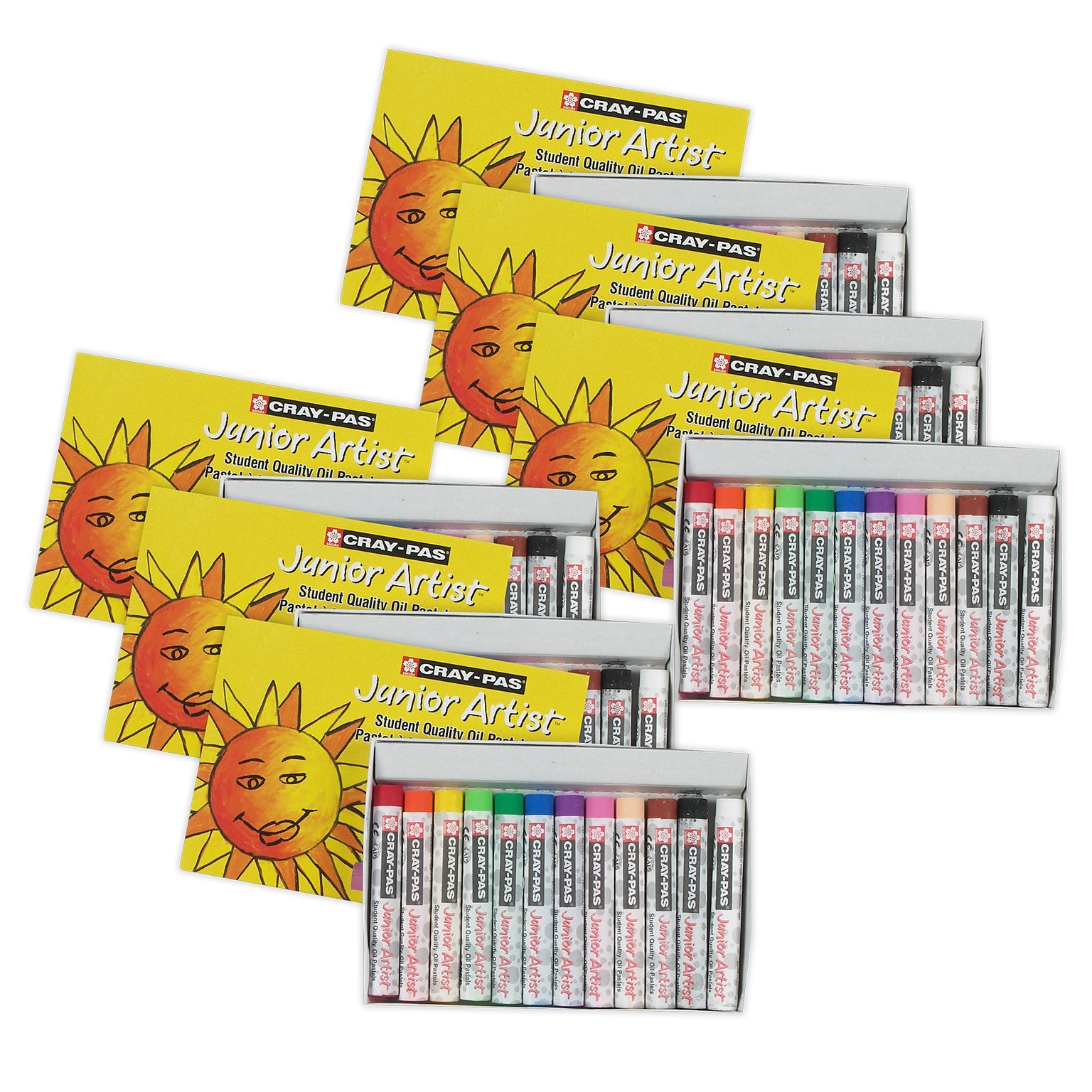 Sakura Cray-Pas Junior Artist Oil Pastels, Assorted Colors, 12/Set, 6 Sets (SAKXEP12-6)