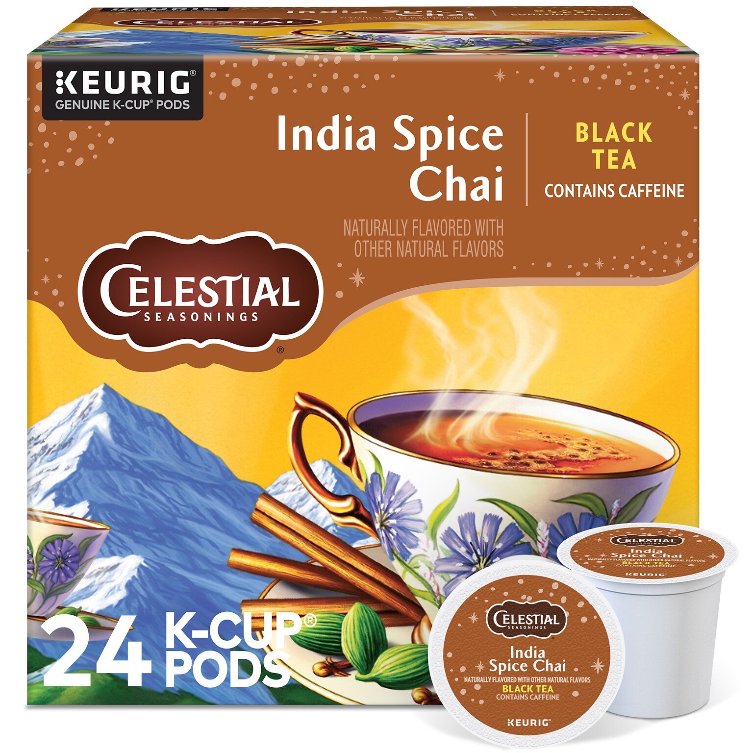 Celestial Seasonings India Spice Chai Tea, 0.13 oz. Keurig® K-Cup® Pods, 24/Box (14738)