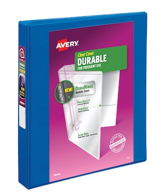 Avery Durable 1" 3-Ring View Binders, Slant Ring, Navy Blue (17007/17014)