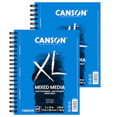 Canson XL Series 7 x 10 Wire Bound Mixed Media Sketch Pad, 60 Sheets/Pad, 2/Bundle (MCXC1005109260