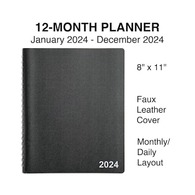 2024 Staples 8 x 11 Daily Appointment Book, Black (ST58453-24)