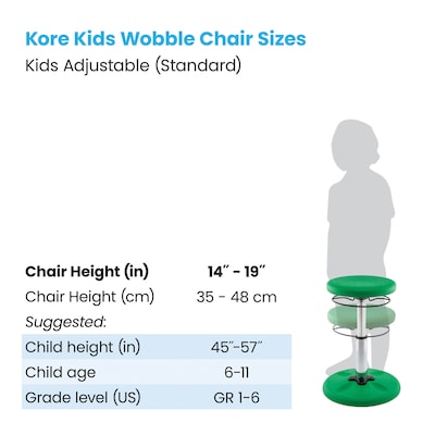 Kore Design Kids Adjustable Standard Wobble Chair 14" to 19", Green (KD-3102)