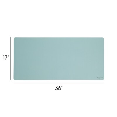 Smead Large Vegan Leather Anti-Slip Desk Pad, 36 x 17, Light Blue (64830)