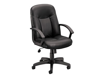 HON SofThread Leather High-Back Executive Chair, Center-Tilt, Fixed Arms, Black (BSXVL601SB11)