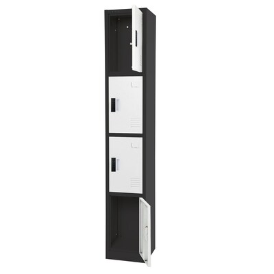 AdirOffice 72H 4-Tier Black/White Storage Locker (ADI629-204-B-W-DL)