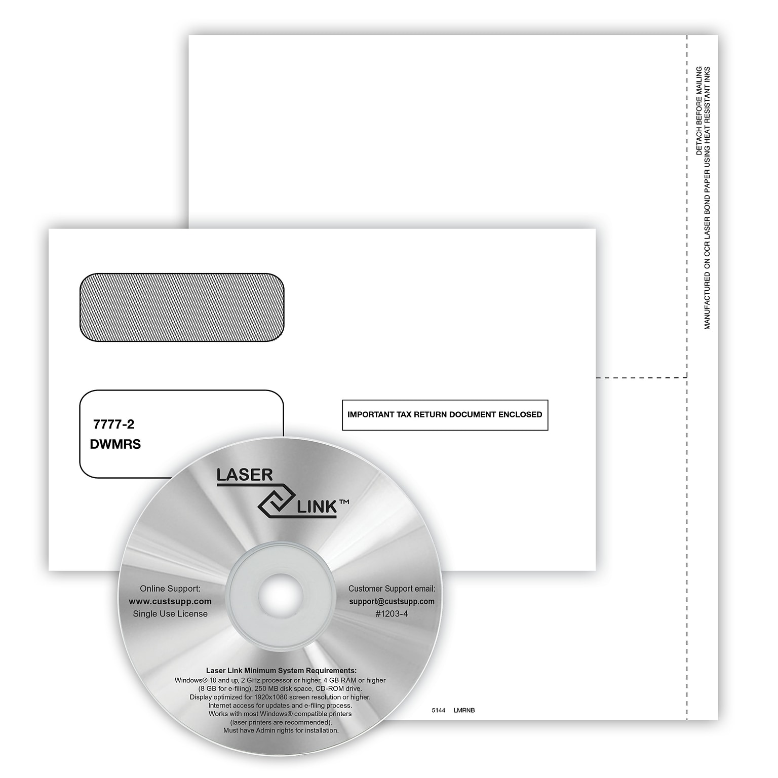 ComplyRight 2024 1099-MISC Recipient Copy Only Tax Form, Envelopes and LaserLink Software, 3-Part, 2-Up, White, 50/Pack (6112ES)