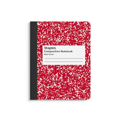 Staples® Composition Notebooks, 7.5 x 9.75, Wide Ruled, 100 Sheets, Assorted Colors, 4/Pack (ST583