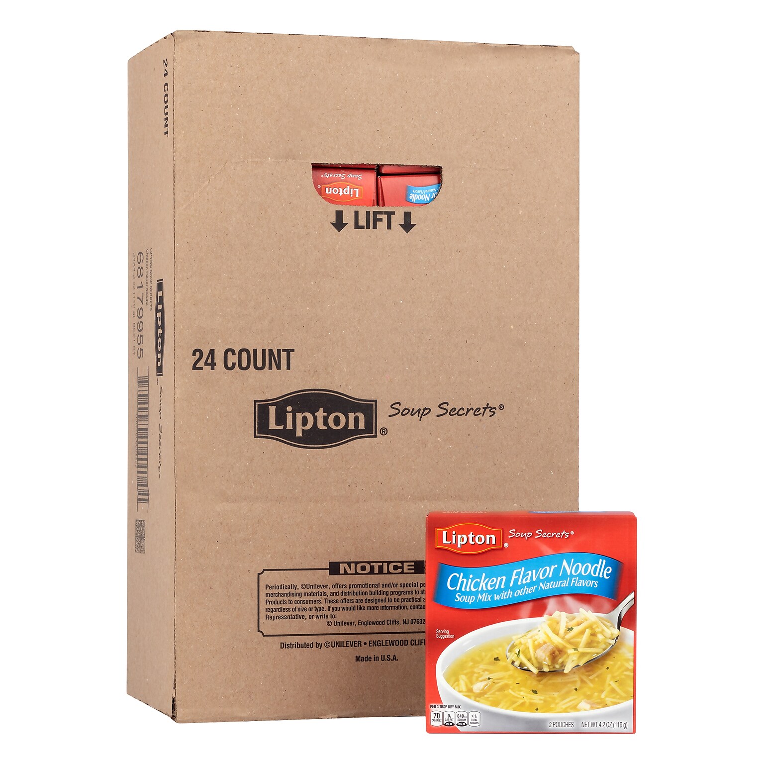 Lipton Savoury Chicken Noodle Soup, 4.2 oz, 24/Pack (307-00422)