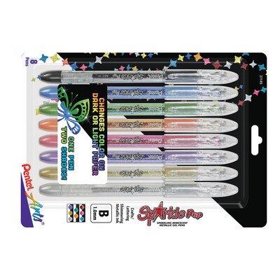 Pentel Arts Sparkle Pop Metallic Gel Ink Pens, Assorted Colors, 8/Set (PTAK91PABP8M)