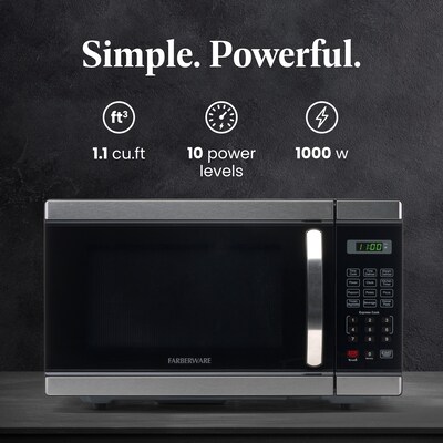 Farberware Professional 1.1 Cu. Ft. Countertop Microwave, Stainless Steel (FMO11AHTBKL)