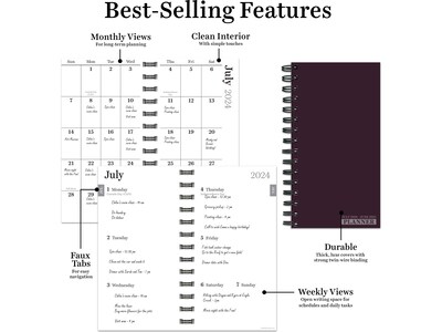 2024-2025 TF Publishing Dark As Night 3.5" x 6.5" Academic Weekly & Monthly Planner, Paperboard Cover, Purple (AY25-7502)