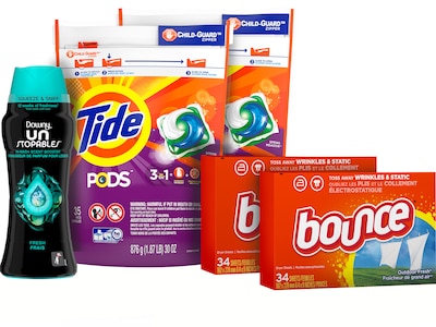 Tide, Downy, and Bounce Laundry Care 5-Item Bundle, Spring Meadow/Fresh/Outdoor Fresh (79822)