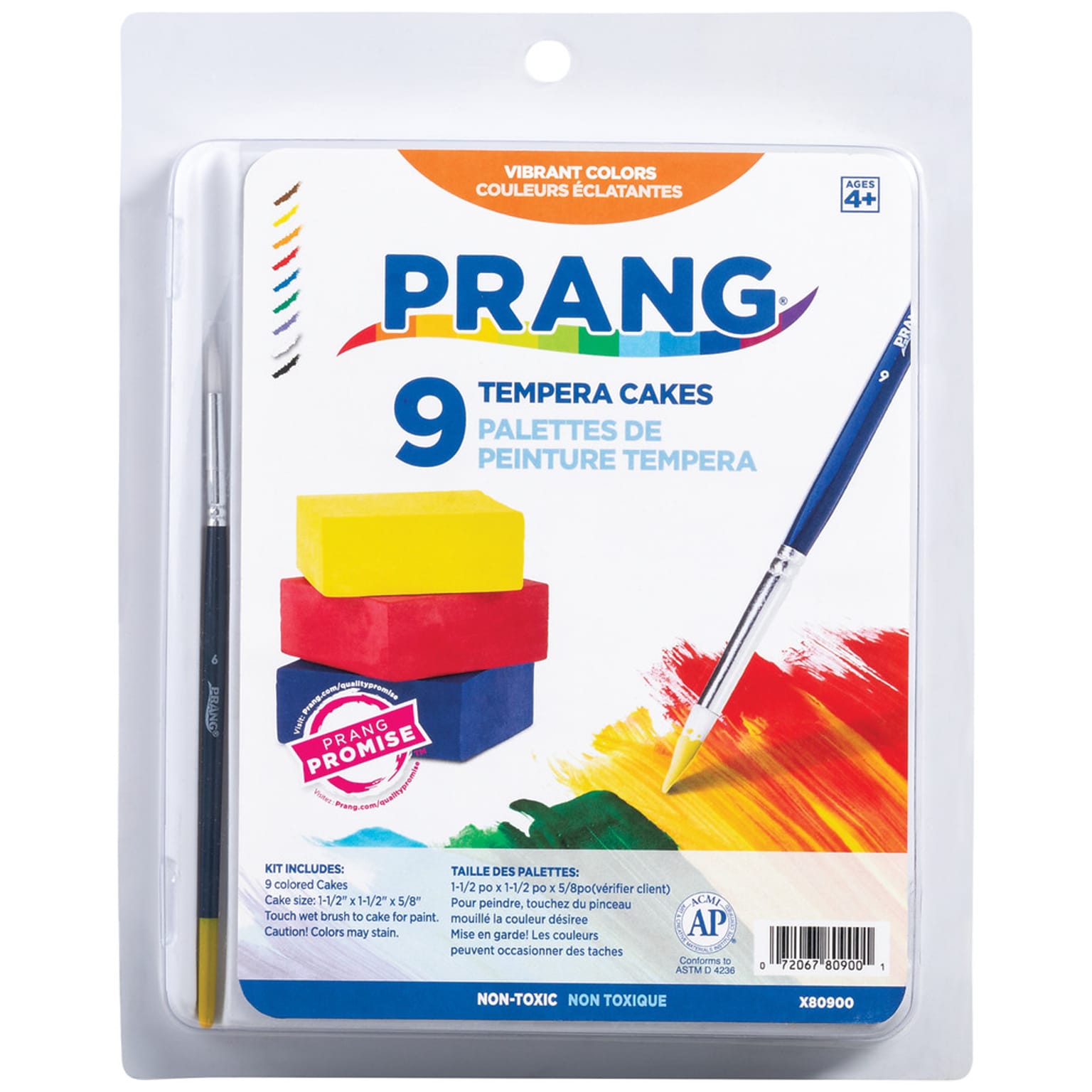 Prang Gallery Washable Tempera Cake Set, 9 Colors/Set (DIX80900)