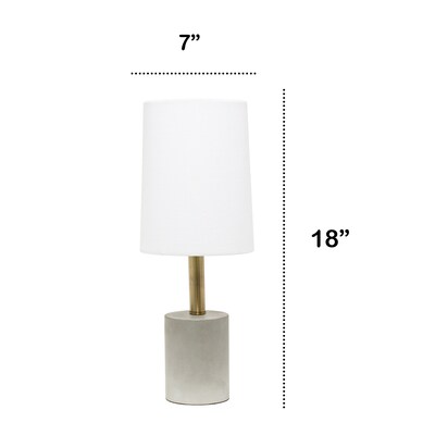 Lalia Home Antique Brass Concrete Table Lamp with Linen Shade, White (LHT-5000-WH)