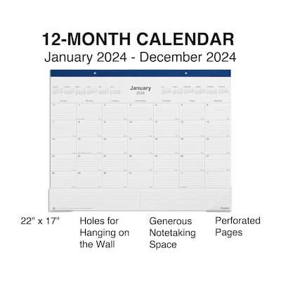 2025 Staples 22 x 17 Desk Pad Calendar, Navy (ST59700-25)