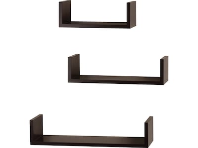 V-Light Wood Wall-Mounted Shelves, Espresso, 3/Pack (VW161011E)