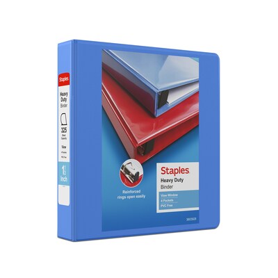 Staples® Heavy Duty 1 1/2 3-Ring View Binders, D-Ring, Periwinkle (ST56290-CC)