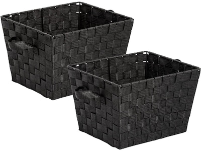 Honey-Can-Do Woven Storage Bin with Handles, Black, 2/Pack (STO-07800)