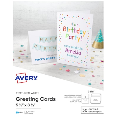 Avery Half-Fold Cards, 5.5 x 8.5, Matte White, 30/Box (AVE3378)