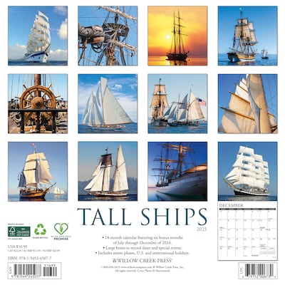 2025 Willow Creek Tall Ships 12 x 12 Monthly Wall Calendar (45077)