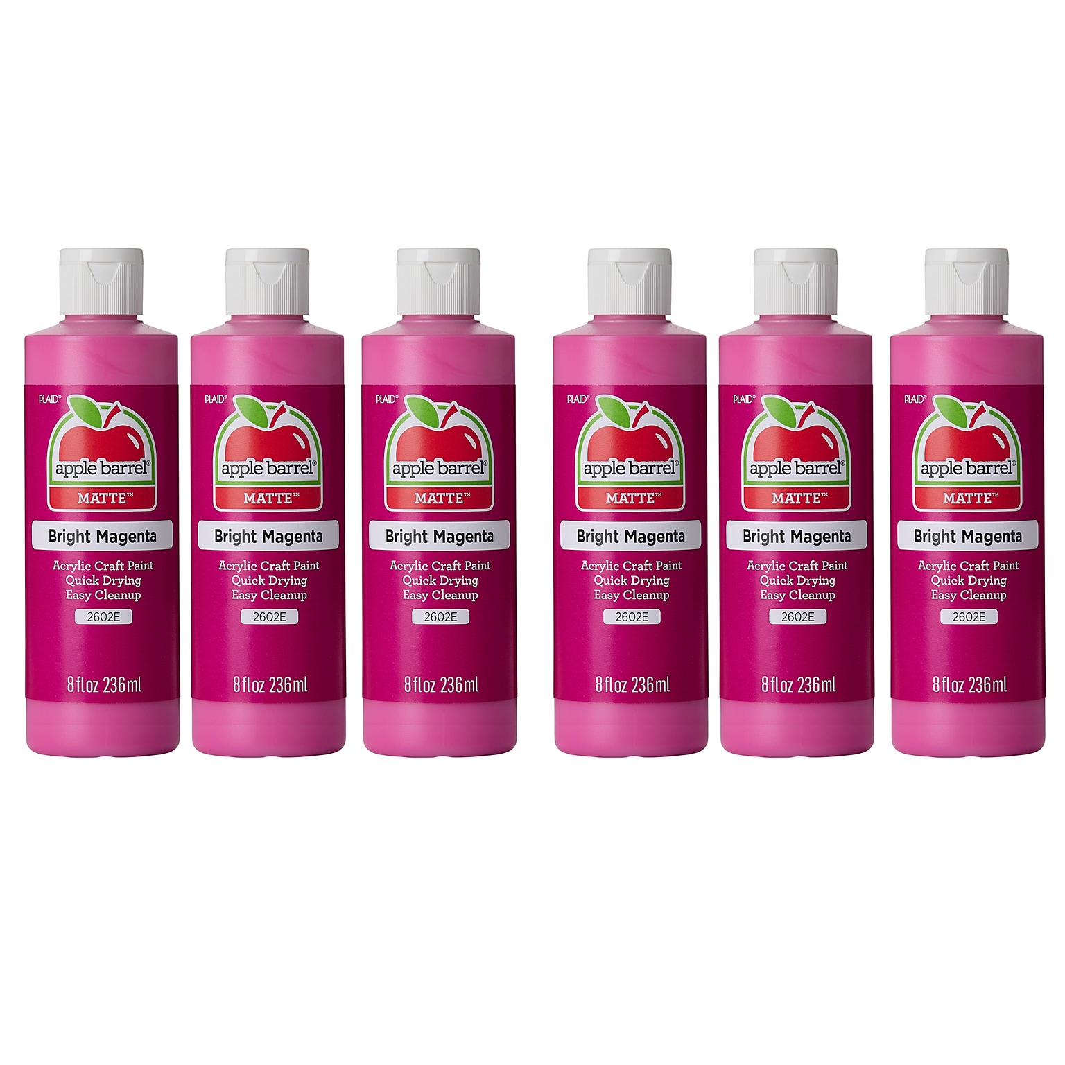 Apple Barrel Acrylic Paint Matte, 8oz., Bright Magenta, 6/Pack (APP2602E-6)