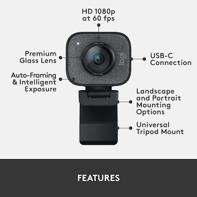 Logitech StreamCam Plus Webcam, Black (960-001280) | Quill.com