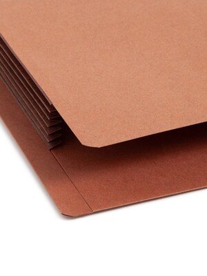 Smead Recycled Reinforced File Pocket, 5" Expansion, Letter Size, Dark Brown/Redrope, 10/Box (73691)