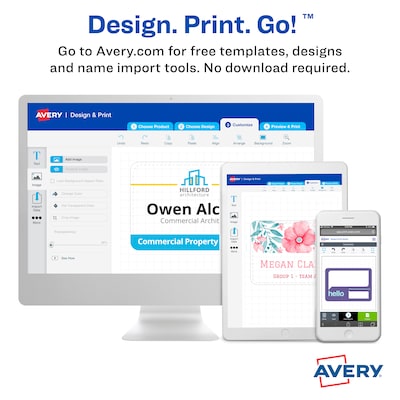 Avery Printable Laser/Inkjet Name Badge Insert Refills, 2 1/4" x 3 1/2", White, 400 Inserts Per Box (5390)