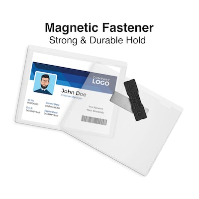Staples Magnetic Name Badge Holder Kit, 3" x 4", Vinyl, Clear, 20/Pack  (51927) | Quill.com