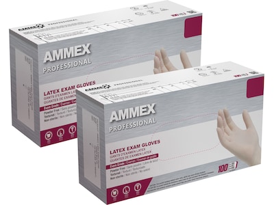 Ammex Professional GPPFT Powder Free Latex Exam Gloves, Ivory, Medium, 100/Box, 10Box/Carton (GPPFT4