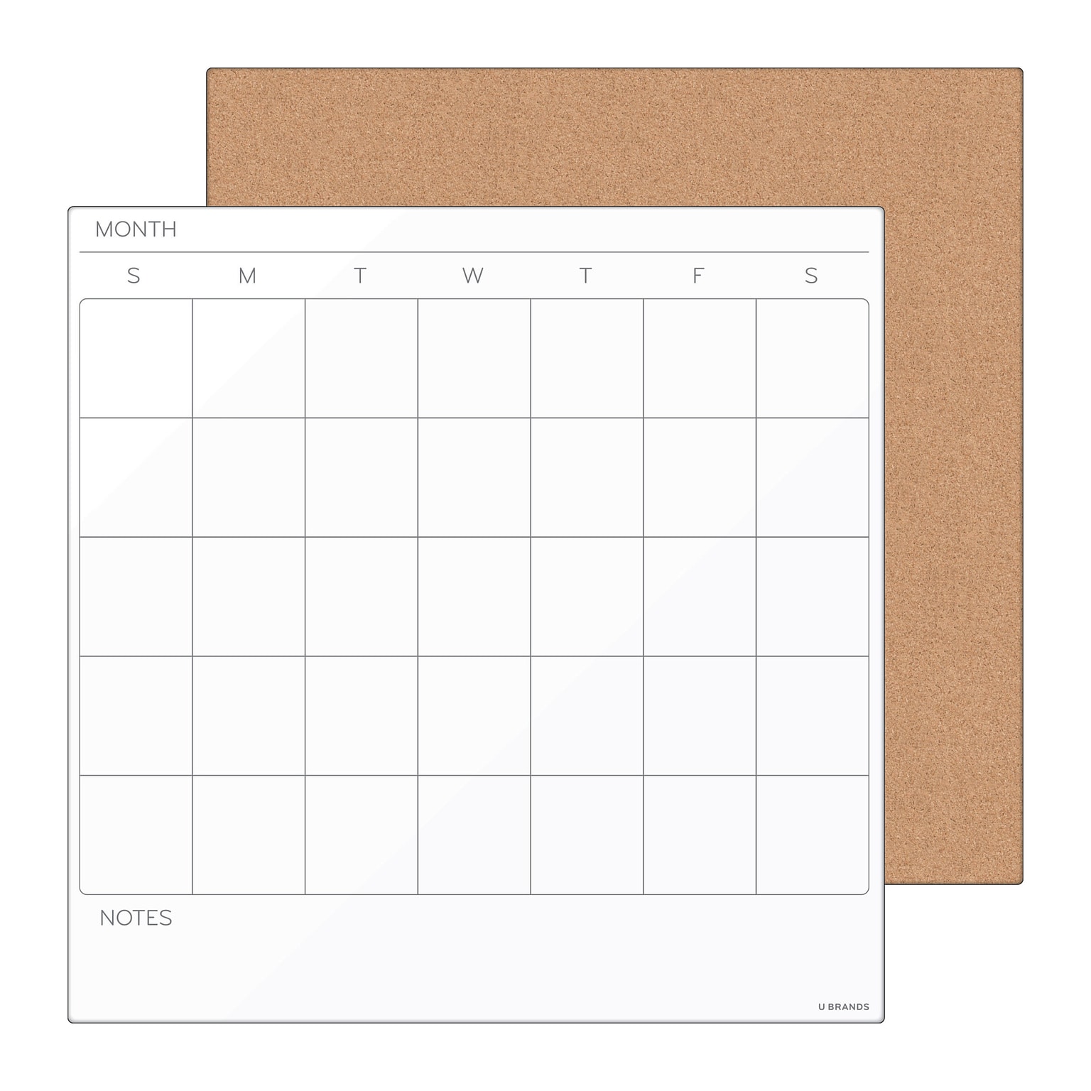 U Brands Cork & Steel Combo Dry-Erase & Bulletin Board, Frameless, 1.17 x 1.17 (3889U00-01)