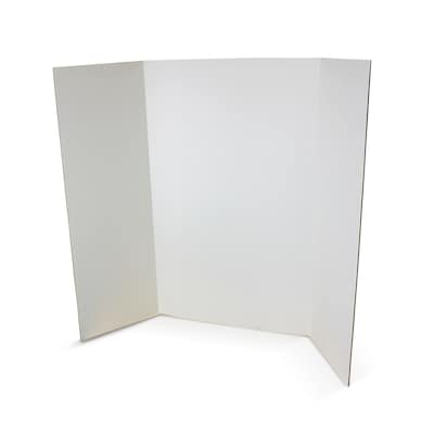 Flipside Tri-Fold Presentation Board, 36 x 48, Corrugated, Bleached White, 24/Carton (30042-24)