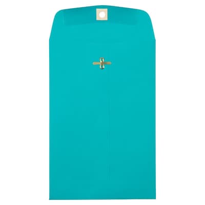 JAM Paper 6 x 9 Open End Catalog Colored Envelopes with Clasp Closure, Sea Blue Recycled, 100/Pack (