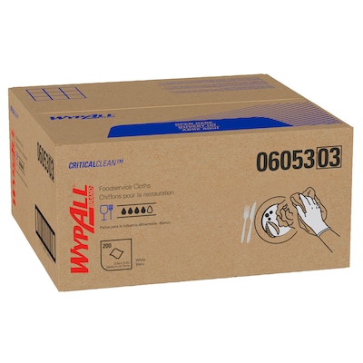 WypAll X50 Foodservice Wipers, 23-1/2 x 12-1/2, White, 200/Carton (06053)