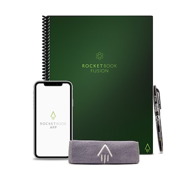 Rocketbook Fusion Smart Notebook, 8.5 x 11, Graph Ruled, 42 Sheets, Green (EVRF-L-RC-CKG-FR)