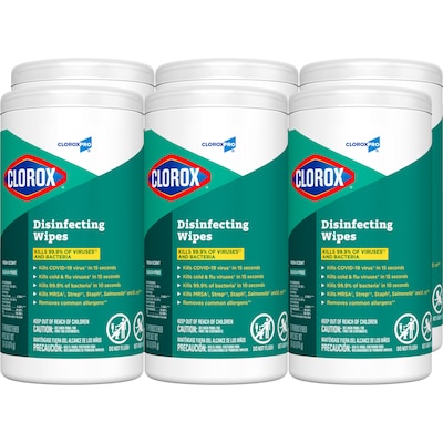 CloroxPro Disinfecting Wipes, Fresh Scent, 75 Wipes/Container, 6/Carton (CLO15949CT)
