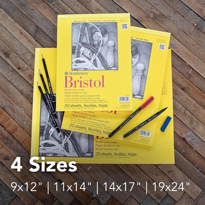 Strathmore 300 Series 9" x 12" Tape Bound Bristol Sketch Pad, 20 Sheets/Pad, 3/Bundle (STTP342903-3)