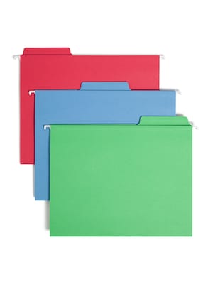 Smead FasTab® Hanging File Folders, 1/3 Cut, Letter Size, Multicolor, 18/Box (64053)