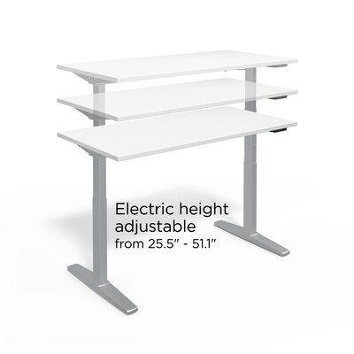 Union & Scale™ 55"W Electric Rectangular Adjustable Standing Desk with Micro Movements, White (UN62092)