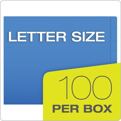 Pendaflex Recycled End Tab File Folder, Straight Cut, Letter Size, Blue, 100/Box (H110DBL)