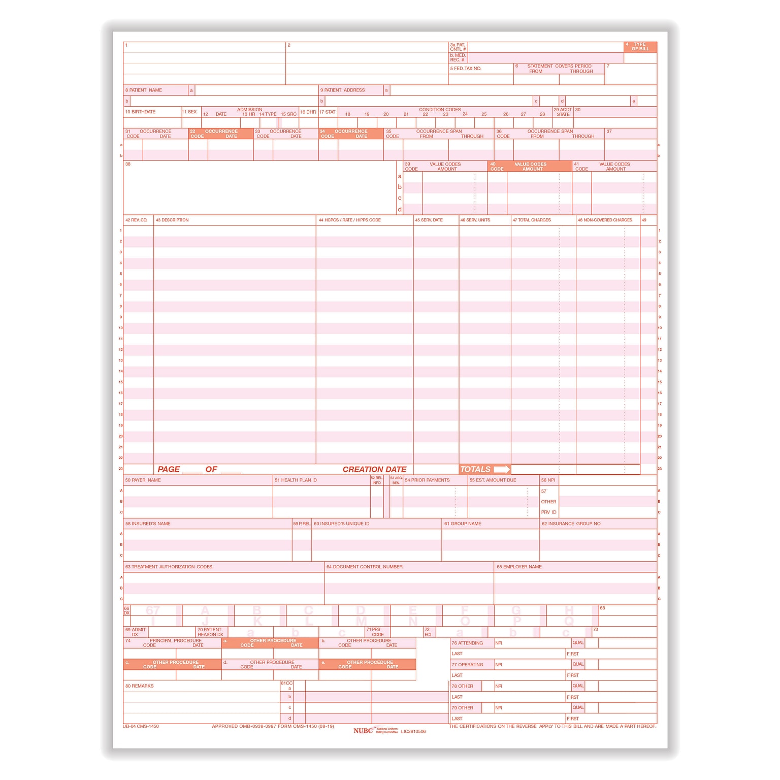 ComplyRight UB-04 Hospital Claim Form, 500 Forms/Pack (UB04LC5)