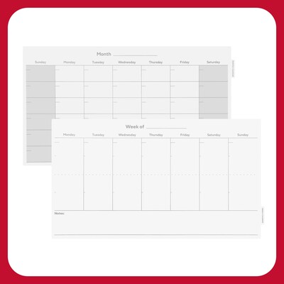 TRU RED™ Templated Magnetic Glass Dry-Erase Whiteboard, 3' x 2' (TR62139)